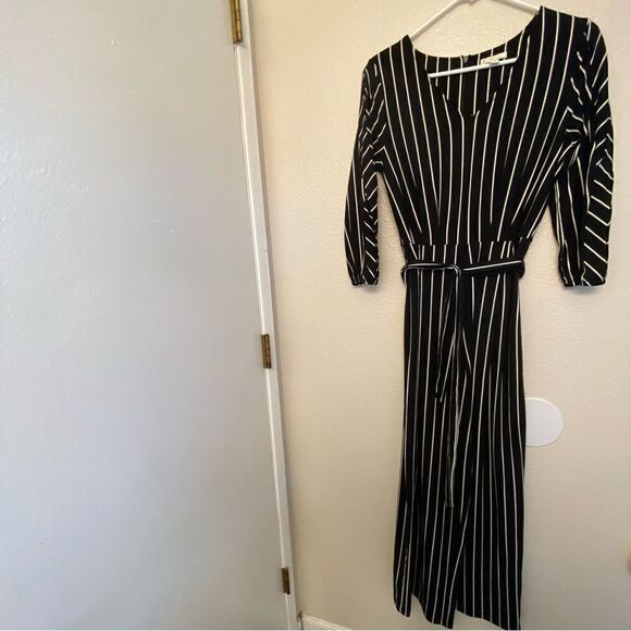 Est 1946 Black & White Striped Jumpsuit unitard cold shoulder long sleeve-xs - Picture 2 of 15